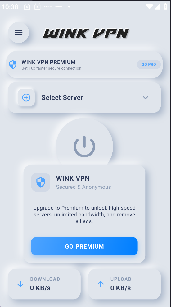 WINK VPN App Interface