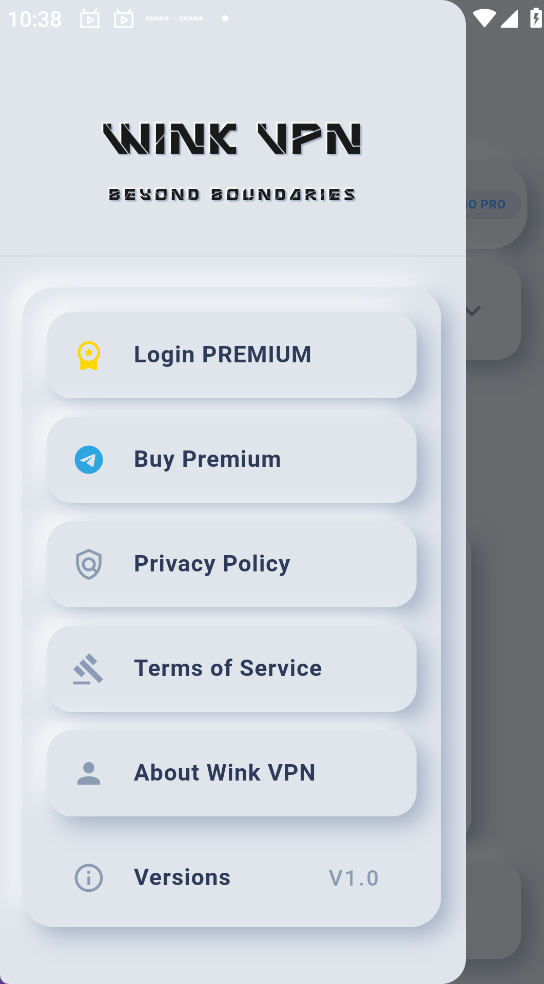 WINK VPN Menu